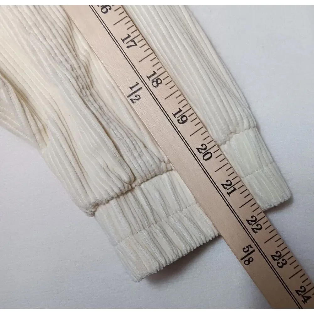 BDG Urban Outfitters Cream Corduroy‎ Hooded Crop Jacket Size Small